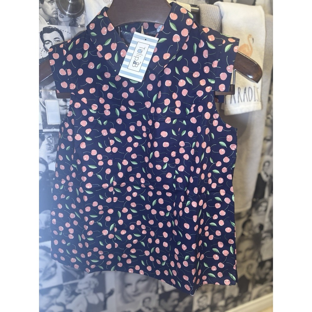Tulip B Small  Short Sleeve ‎ maraschino-cherry Print  Novelty Vintage Inspire - Picture 5 of 14